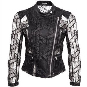 Yigal Azrouel lace leather jacket